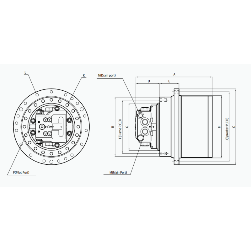 KOMPLETNA ZWOLNICA JAZDY REDUKTOR  HYDROMOTOR DOOSAN DEVELON DX220 DX225 DX235 170401-00039 170401-00039B