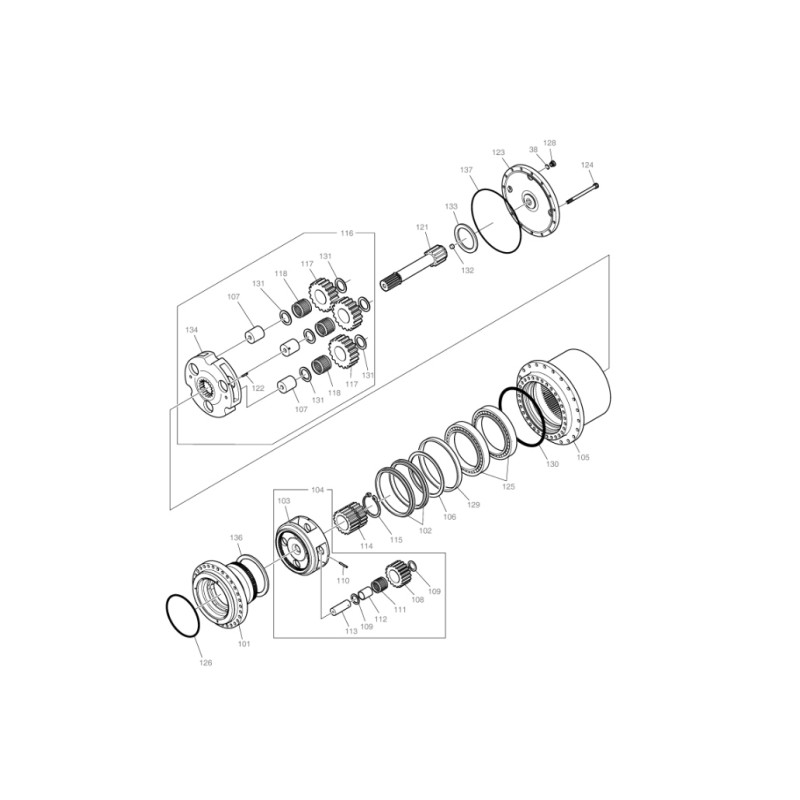 KOMPLETNA ZWOLNICA JAZDY REDUKTOR  HYDROMOTOR DOOSAN DEVELON DX220 DX225 DX235 170401-00039 170401-00039B